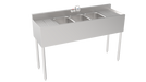 Krowne 18-53C 60" Silver Series 3 Compartment Sink w/ 10"L x 14"W Bowls, 7" Deep-cityfoodequipment.com