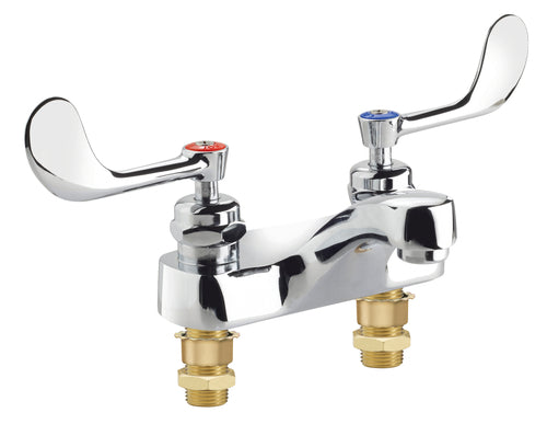 Krowne 14-540L Deck Mount Lavatory Faucet w/ 4 1/2" Spout & Wristblade Handles - 4" Centers, Chrome Plated-cityfoodequipment.com