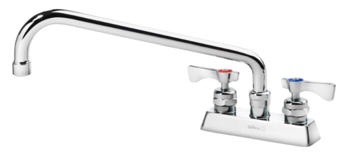 Krowne 15-312L-W-E6 Deck Mount Faucet w/ 12" Swing Spout & VR Wrist Action Handles - 4" Centers, 2.20 GPM-cityfoodequipment.com