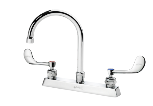 Krowne 15-501L-W-E4 Deck Mount Faucet w/ 6" Gooseneck Spout & VR Wrist Action Handles - 8" Centers, 1.5 GPM-cityfoodequipment.com