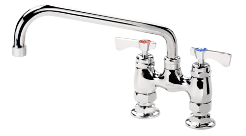 Krowne 15-410L-L-H2 Raised Deck Mount Faucet w/ 10" Swing Spout & Lever Handles - 4" Centers, 0.5 GPM-cityfoodequipment.com