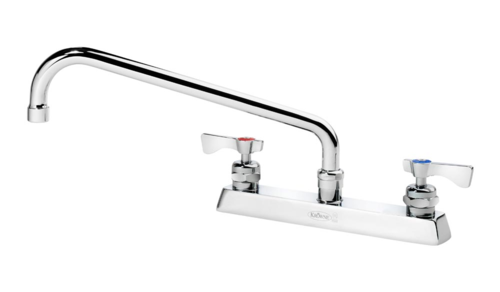 Krowne 15-512L-W-E4 Deck Mount Faucet w/ 12" Swing Spout & VR Wrist Action Handles - 8" Centers, 1.5 GPM-cityfoodequipment.com