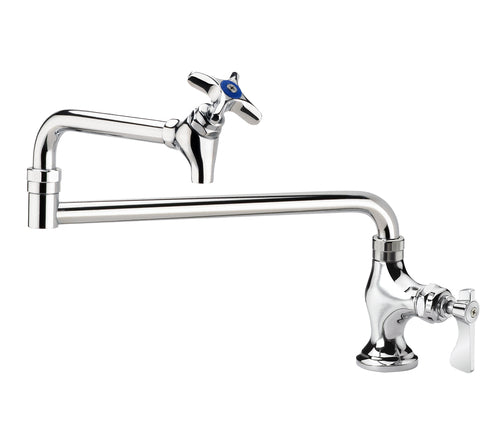 Krowne 16-161L Deck Mount Pot Filler Faucet w/ 12" Double Jointed Swing Nozzle-cityfoodequipment.com