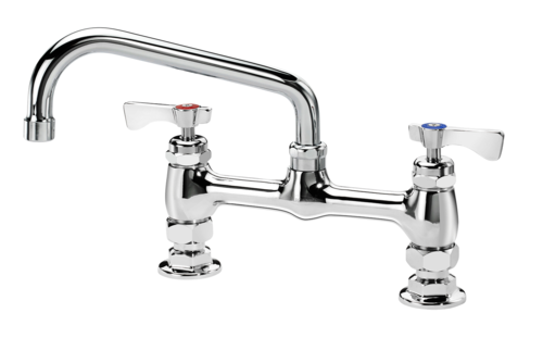 Krowne 15-808L-W-E4 Raised Deck Mount Faucet w/ 8" Swing Spout & VR Wrist Action Handles - 8" Centers, 1.5 GPM-cityfoodequipment.com