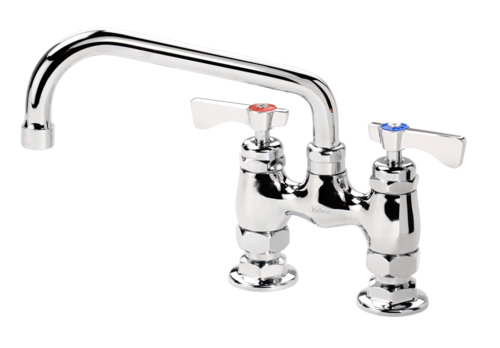 Krowne 15-408L-W-E4 Raised Deck Mount Faucet w/ 8" Swing Spout & VR Wrist Action Handles - 4" Centers, 1.5 GPM-cityfoodequipment.com