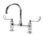 Krowne 15-801L-W-E4 Raised Deck Mount Faucet w/ 6" Gooseneck Spout & Wrist Action Handles - 8" Centers, 1.5 GPM-cityfoodequipment.com