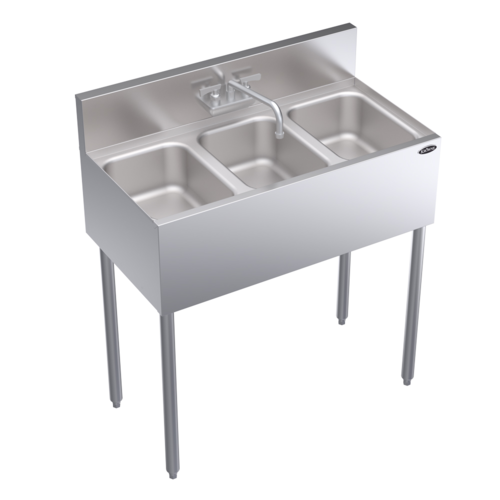 Krowne CS-1836 36" 3 Compartment Sink w/ 10"W x 14"L Bowl, 10" Deep-cityfoodequipment.com