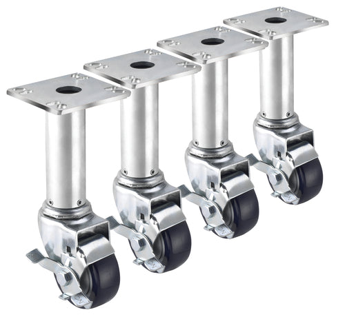 Krowne 28-117S 3" Adjustable Height Plate Caster w/ 220 lb Capacity - 8 1/2" to 10 1/2", for Pitco Fryers-cityfoodequipment.com