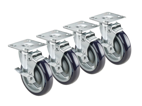 Krowne 28-101S 4 Piece Universal Plate Caster Set w/ 3" Wheel, 4 x 4"-cityfoodequipment.com