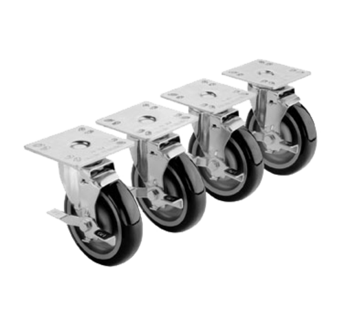 Krowne 28-107S 4 Piece Universal Plate Caster Set w/ 5" Wheel, 4 x 4"-cityfoodequipment.com