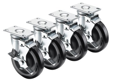 Krowne 28-113S 4 Piece Universal Plate Caster Set w/ 5" Wheel, 2 3/8 x 3 5/8"-cityfoodequipment.com