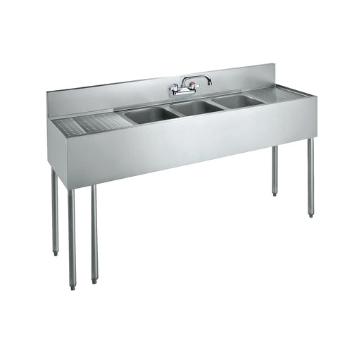 Krowne CS-1872 72" 3 Compartment Sink w/ 10"W x 14"L Bowl, 10" Deep-cityfoodequipment.com