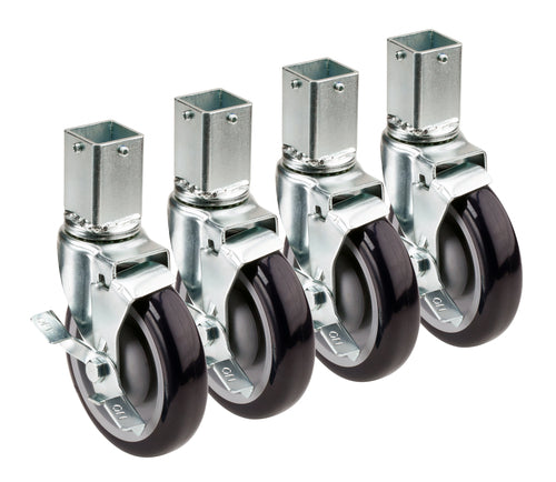 Krowne 28-174S 4 Piece Post Shelving Caster Set w/ 5" Wheels-cityfoodequipment.com