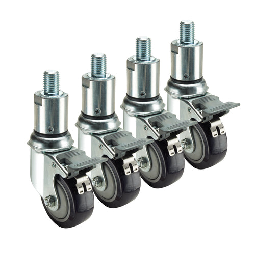 Krowne 28-158S 4 Piece Stem Caster Set w/ 3" Wheels-cityfoodequipment.com
