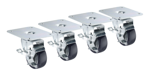 Krowne 28-170S 4 Piece Refrigerator Plate Caster Set w/ 3" Wheels, 4" x 5"-cityfoodequipment.com
