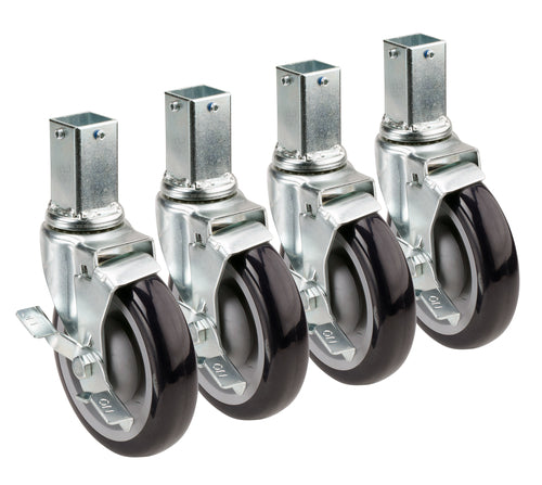 Krowne 28-172S 4 Piece Post Shelving Caster Set w/ 5" Wheels-cityfoodequipment.com