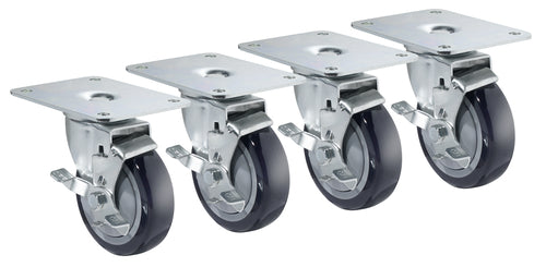 Krowne 28-171S 4 Piece Refrigerator Plate Caster Set w/ 4" Wheels, 4" x 5"-cityfoodequipment.com