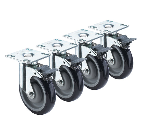 Krowne 28-260S 4 Piece Universal Plate Caster Set w/ 5" Wheels, 3 1/2" x 3 1/2"-cityfoodequipment.com
