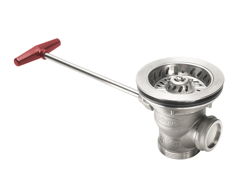 Krowne 22-850 Ball Valve Waste Drain w/ 1 1/4" Overflow Outlet, 3 1/2" Sink Opening-cityfoodequipment.com