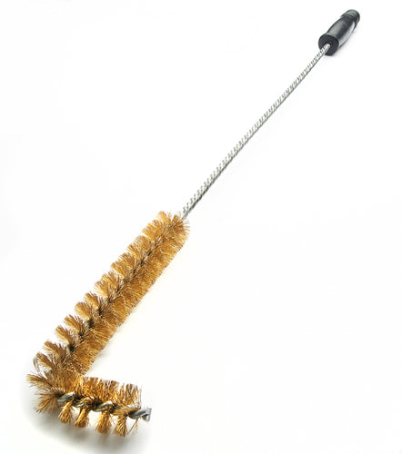 Krowne 30-330 26 1/2" Royal Series L-Shaped Fryer Brush - Brass Bristles, Plastic Black Handle-cityfoodequipment.com
