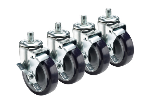 Krowne 28-147S 4 Piece Refrigerator Stem Caster Set w/ 5" Wheels-cityfoodequipment.com