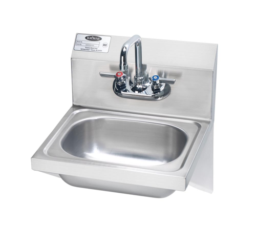 Krowne HS-10 Wall Mount Commercial Hand Sink w/ 12 1/2"L x 9 3/4"W x 5 43/64" D Bowl, Gooseneck Faucet-cityfoodequipment.com