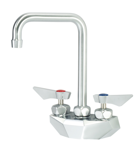 Krowne DX-401 Wall Mount Faucet w/ 6" Double Bend Gooseneck Spout - 4" Centers-cityfoodequipment.com