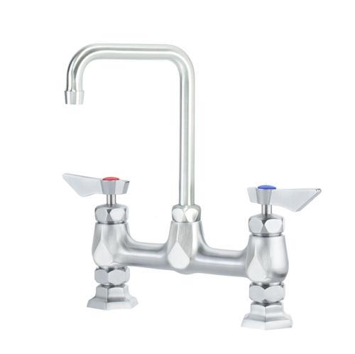 Krowne DX-901 Deck Mount Faucet w/ 6" Double Bend Gooseneck Spout - 8" Centers-cityfoodequipment.com