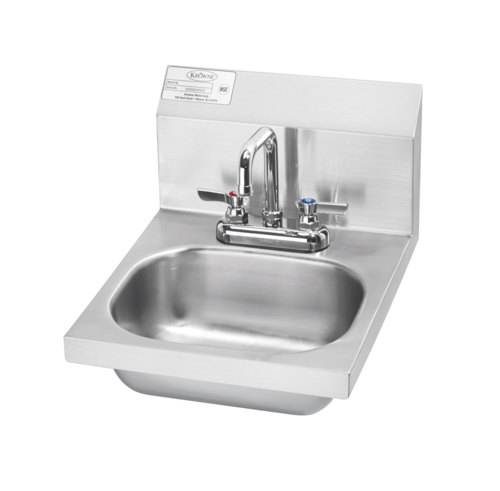 Krowne HS-18 Wall Mount Commercial Hand Sink w/ 12 3/8"L x 9 5/8"W x 5 3/4"D Bowl, Gooseneck Faucet-cityfoodequipment.com