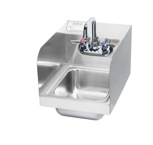 Krowne HS-30L Wall Mount Commercial Hand Sink w/ 9 3/4"L x 11 3/4"W x 5"D Bowl, Side Splashes-cityfoodequipment.com