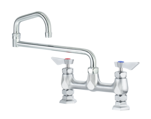 Krowne DX-918 Deck Mount Faucet w/ 18" Double Jointed Swing Nozzle - 8" Centers-cityfoodequipment.com