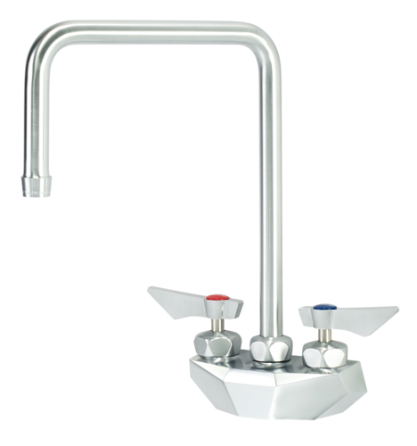 Krowne DX-402 Wall Mount Faucet w/ 8 1/2" Double Bend Gooseneck Spout - 4" Centers-cityfoodequipment.com