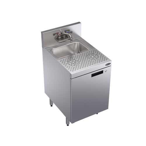 Krowne KR24-MD18-C Underbar Dump Sink w/ 10" x 14" x 7" Bowl - Cabinet Base & (2) Glass Rinsers, Stainless Steel-cityfoodequipment.com