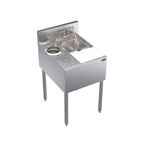 Krowne KR24-MS20 Underbar Dump Sink w/ 10" x 12" x 7" Bowl - (1) Glass Rinser, Stainless Steel-cityfoodequipment.com