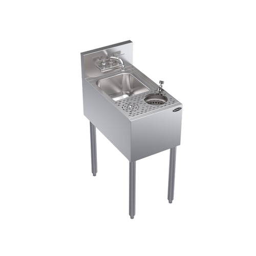 Krowne KR24-MS14 Underbar Dump Sink w/ 10" x 14" x 7" Bowl - (1) Glass Rinser, Stainless Steel-cityfoodequipment.com