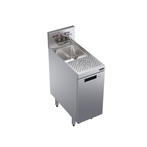 Krowne KR24-MS12-C Underbar Dump Sink w/ 10" x 12" x 6" Bowl - Cabinet Base & Glass Rinser, Stainless Steel-cityfoodequipment.com