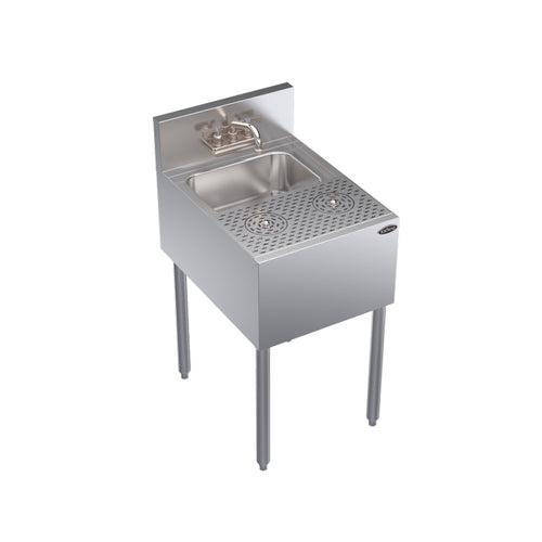 Krowne KR24-MD18 Underbar Dump Sink w/ 10" x 14" x 7" Bowl - (2) Glass Rinsers, Stainless Steel-cityfoodequipment.com