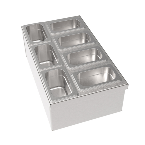 Krowne MW-CT12 MoveWell Condiment Tray Insert Set - 7 Stainless Steel Cups-cityfoodequipment.com