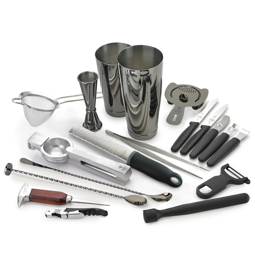Krowne KR-BK2 18-Piece Cocktail Shaker Set - Gun Metal Black-cityfoodequipment.com