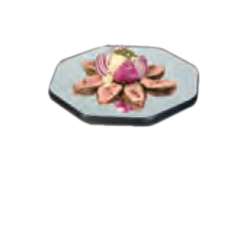 Geneva 22" Octagonal Mirror Tray w/ Wood Backing (2279)-cityfoodequipment.com