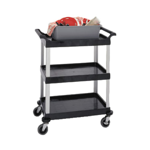 Lakeside 2500 3 Shelf Utility Cart w/ Push Handles, 300 lb Capacity, Black-cityfoodequipment.com