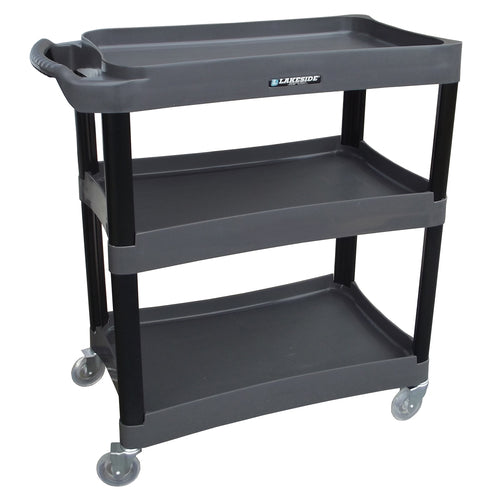 Lakeside 2507 35 3/4" Polymer Bus Cart w/ (3) Levels, Shelves, Black-cityfoodequipment.com