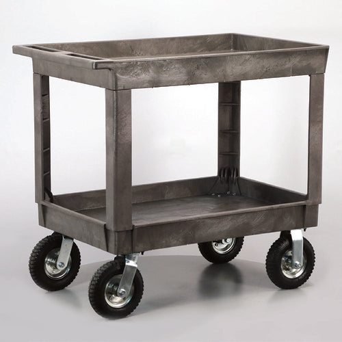 Lakeside 2523P 2 Level Plastic Utility Cart w/ 500 lb Capacity - Raised Ledges, Gray-cityfoodequipment.com