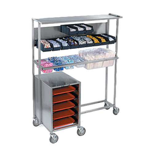 Lakeside 2610 Mobile Tray Starter Station w/ Tray Compartment, Holds 2 Rows Bins-cityfoodequipment.com