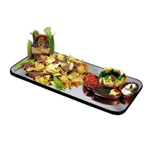 Geneva Rectangular Rimless Mirror Tray w/ Black Vinyl Edge, 12 x 24" (273)-cityfoodequipment.com