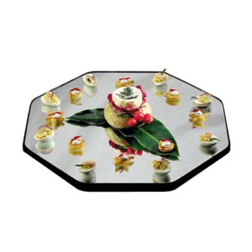 Geneva 15" Octagonal Rimless Mirror Tray w/ Black Vinyl Edge (278)-cityfoodequipment.com