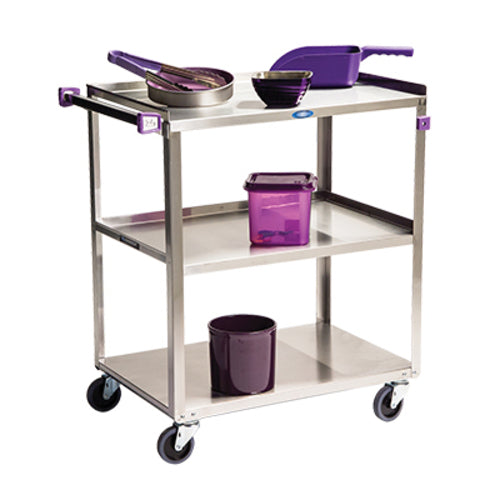 Lakeside 322A 3 Level Stainless Utility Cart w/ 300 lb Capacity, Raised Ledges-cityfoodequipment.com
