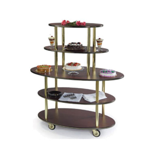 Geneva Oval Dessert Cart w/ Multi-Tiered Design - Mahogany (37212)-cityfoodequipment.com