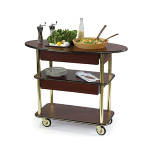 Geneva Oval Dessert Cart w/ Multi-Tiered Design - Mahogany (37307)-cityfoodequipment.com