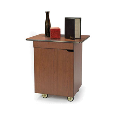Lakeside 66112 33 1/2" Mobile Enclosed Beverage Service Cart w/ (3) Levels, Door, & Drawer - Wood, Victorian Cherry-cityfoodequipment.com